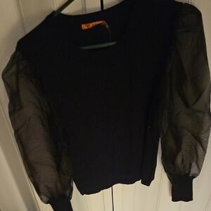 Black Sheer Sleeve Top